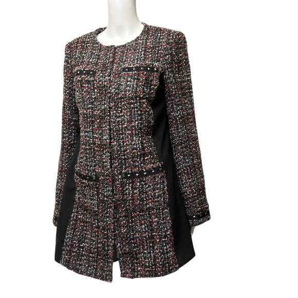 Spanner Long Line Tweed Hook Front Blazer Size 6 - Picture 3 of 6